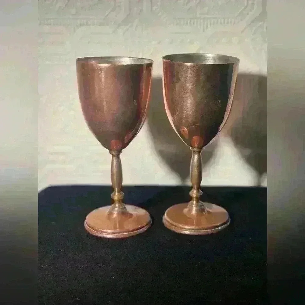 Vintage Copper and Brass Goblets Set of 2